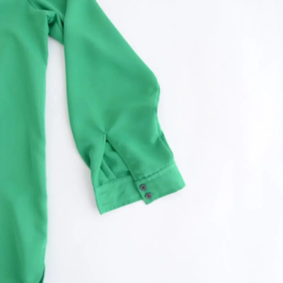 Lord & Taylor Kelly Green V-Neck Long Sleeve Tunic Dress Shirt LG - Picture 6 of 12